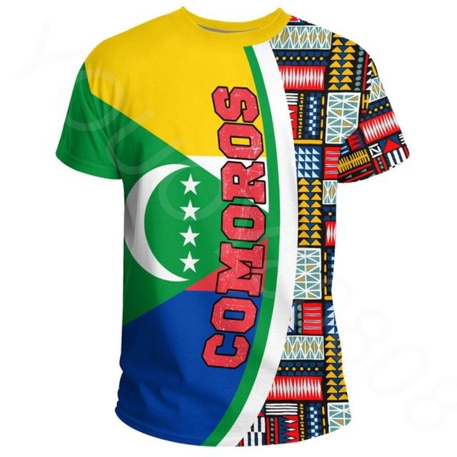 Harajuku El Salvador Spanish Republic Flag Polyester Material Men's T-Shirt Crew Neck Oversized Photo Clothes Blue Country Flag