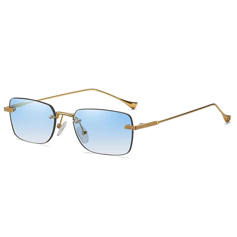 Fashion Rimless Small Rectangle Sunglasses Women Retro Clear Gradient Eyewear Men Colorful Square Sun Glasses Shades Uv400