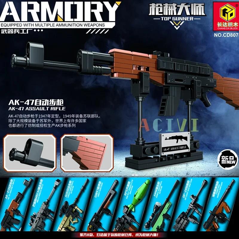 Technical Building Blocks toys Gun AK47 Revolver Submachine Sniper Barrett WW2 Military Army War SWAT Weapon Model for children
