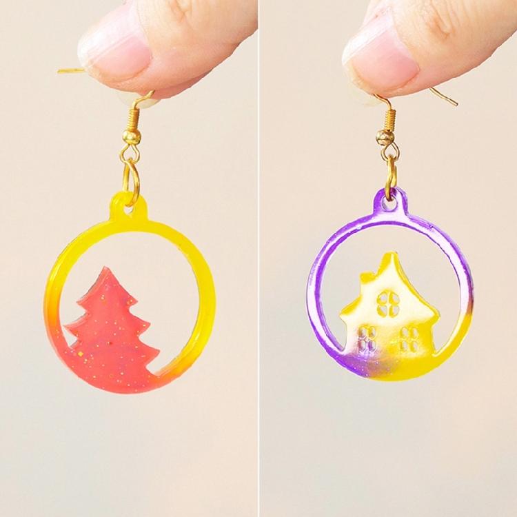 Set of 4 Christmas Inspires Earring Epoxy Mold Customized Earring Pendant Mold for Craft Enthusiasts Jewelry Making Tool