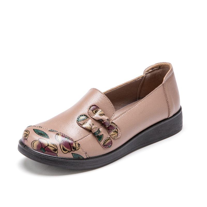 Fashion New Pu Leather Flats Mother Single Shoes Soft Sole Comfortable Non-slip Women's Loafers Large Size 42