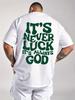 [Vintage Sports T-Shirt]  Vintage Men's "It's Never Luck" Print Short Sleeve Crew Neck Casual Sports T-Shirt For Summer