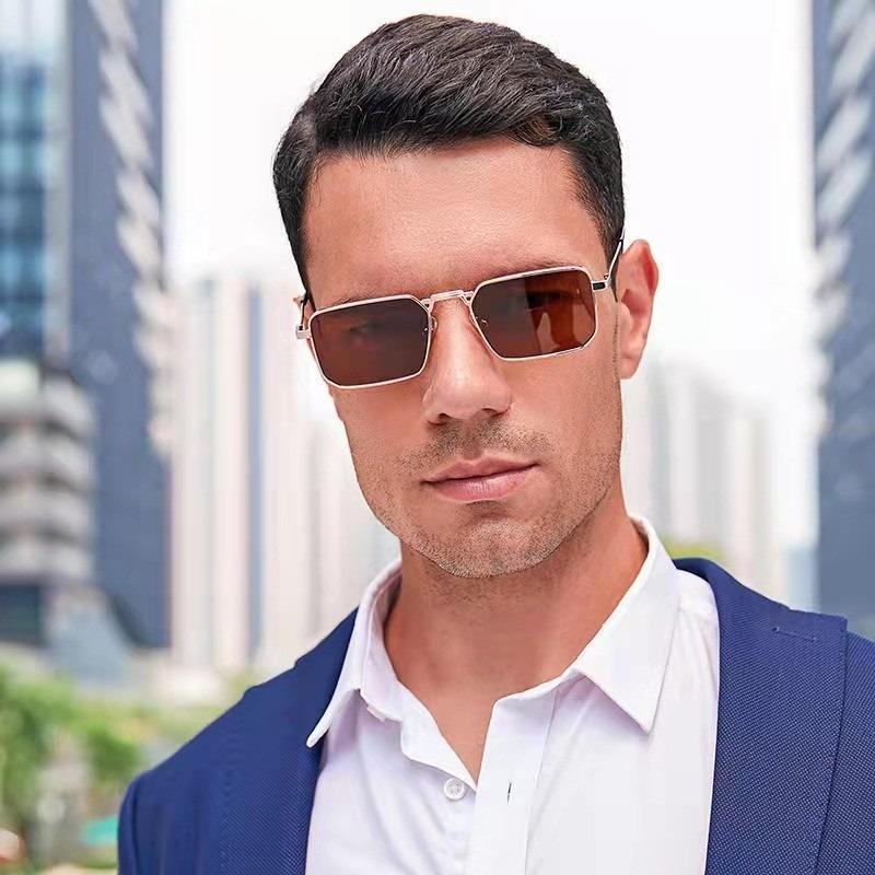 Rectangular Metal Sunglasses for Men Original European and American Retro Fashion Trends Shades for Men Steampunk Glasses
