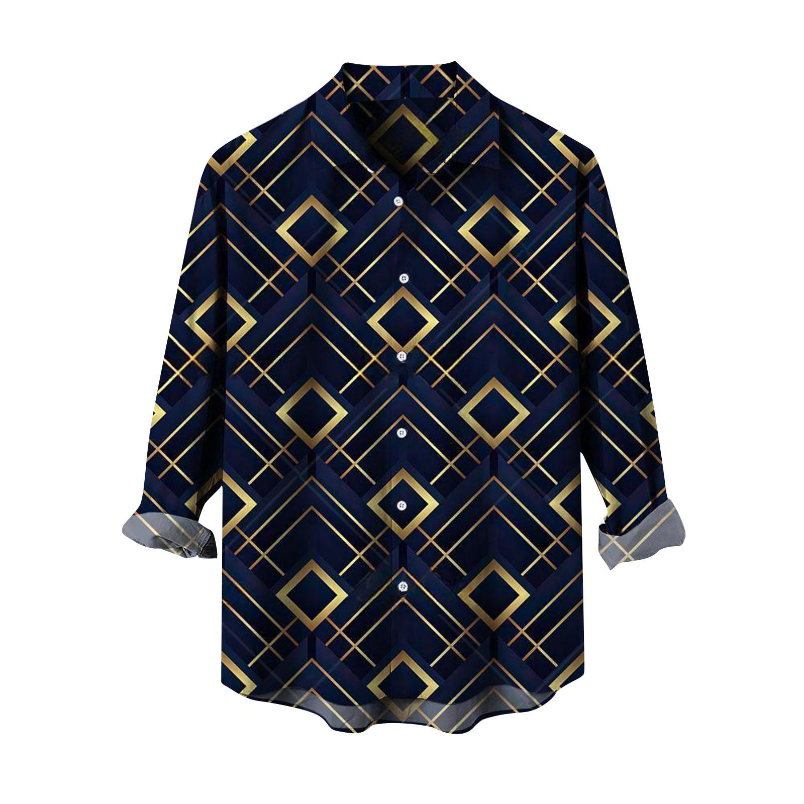 

Мужская весенне-летняя повседневная мужская рубашка с градиентным узором и гавайским лацканом с длинным рукавом, мужской топ XXL жёлтый