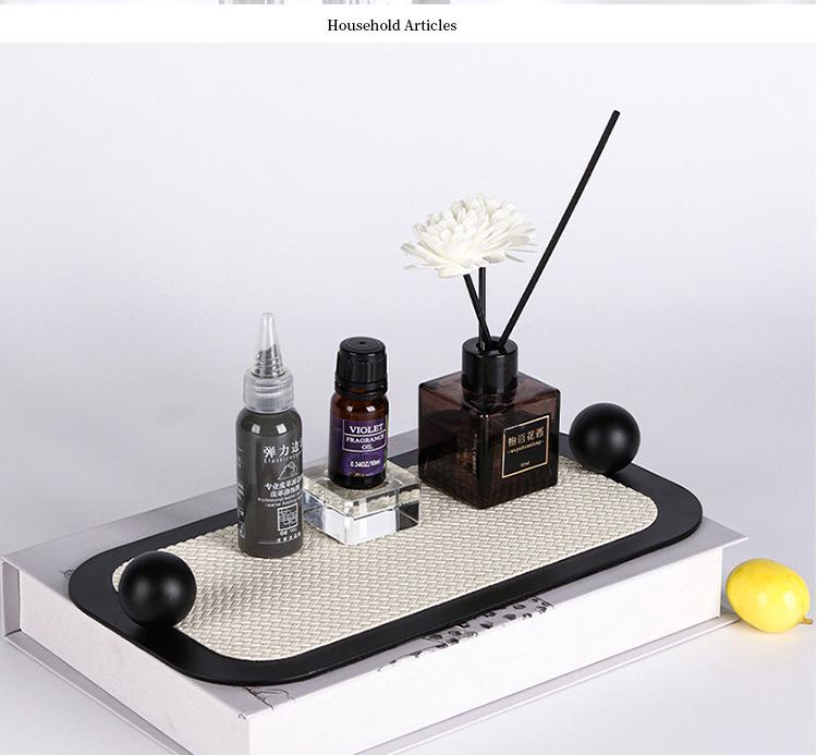 Minimalist Leather and Metal Jewelry Storage Tray with Aroma Feature for Bedrooms