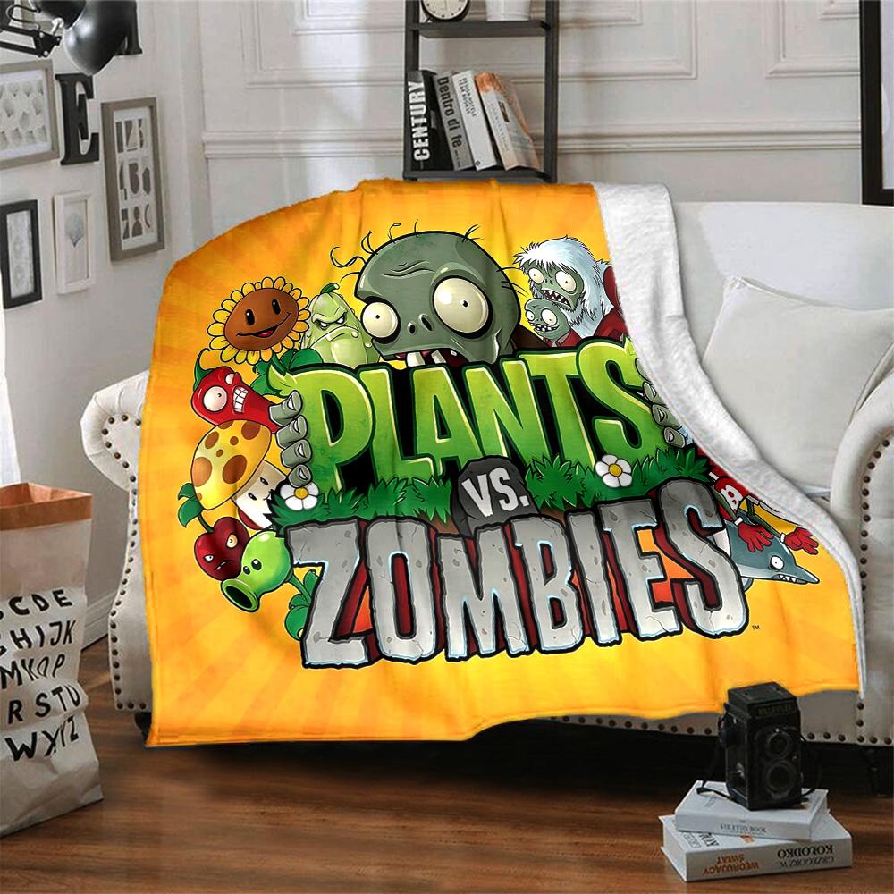 Plants Vs Zombies Flannel Blanket Super Soft Warm Cozy Blanket for Sofa Bed Office Travel All‑Season Home Decor Gift