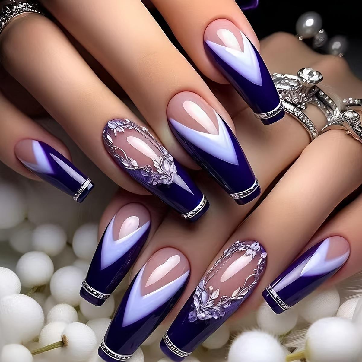Ballet Style Gradient Sparkle Nail Art Stickers - Medium Length, 24 Pieces (2025)