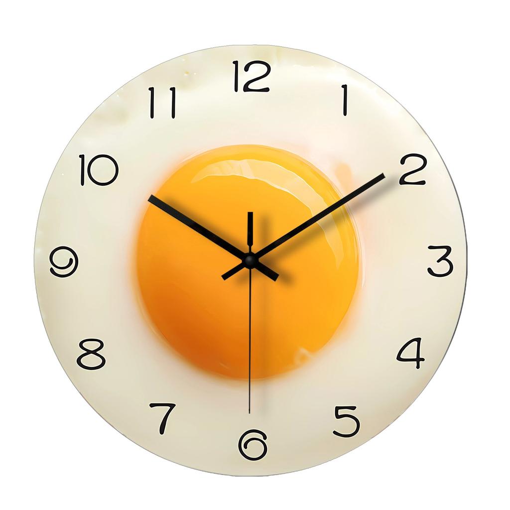 12-Zoll Lässige Kunststoff-Wanduhr PET-Material Baseball, Spiegelei, Kaffee-Effekt