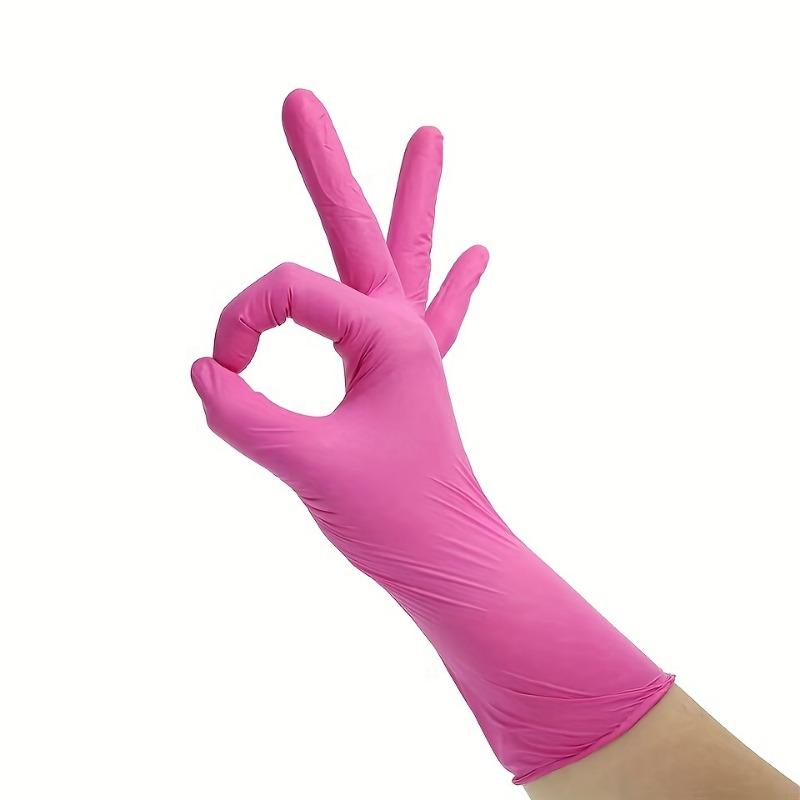 

100/50PCS Pink Nitrile Gloves Disposable Gloves Latex Free Powder Free Household Cleaning Kitchen Dishwashing Hair Dyeing Gloves L