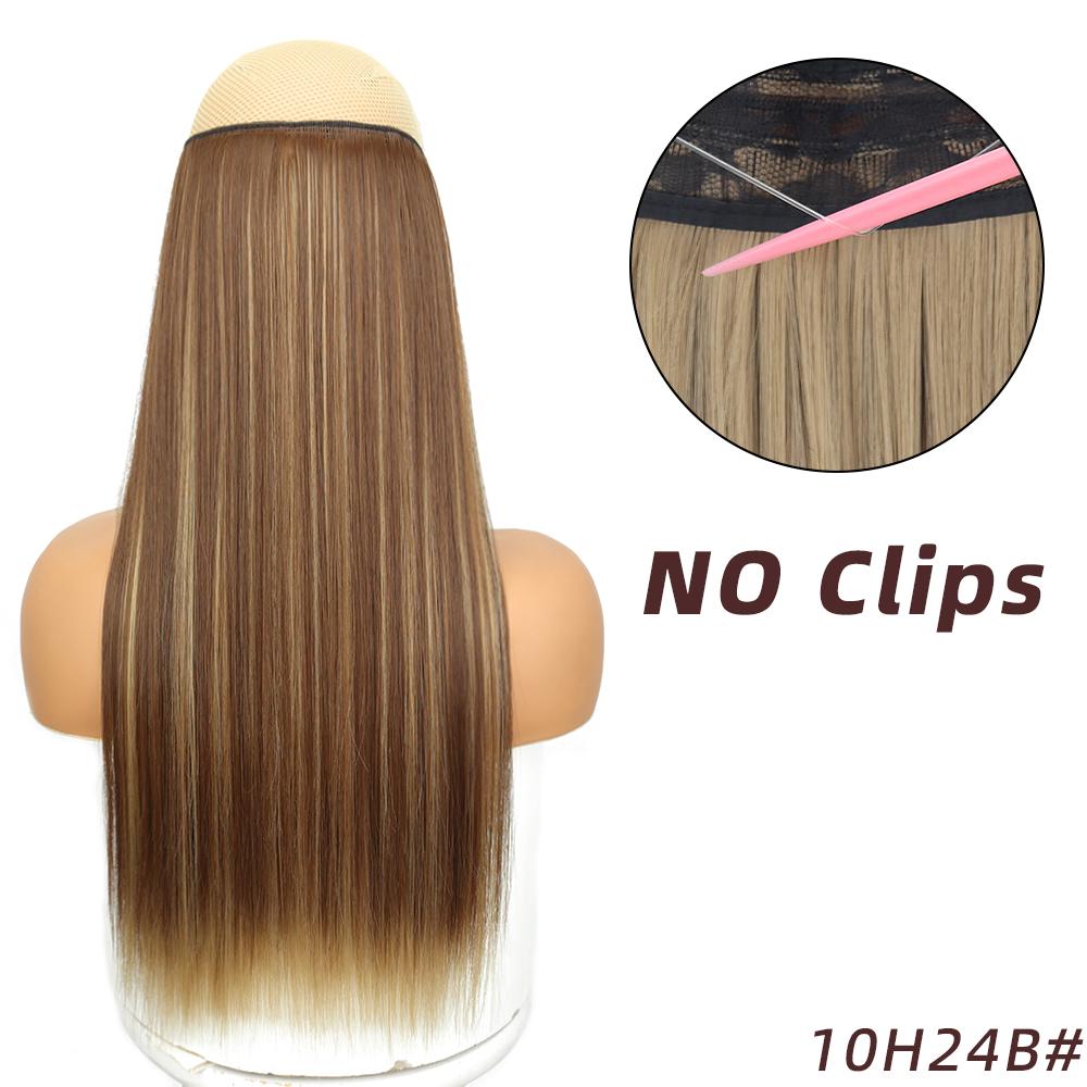 XINRAN Moda Femei Lung Drept Negru Fără Agrafe Extensii Păr Fibră Sintetică Naturală Purtare zilnică Cosplay Strat Postiță