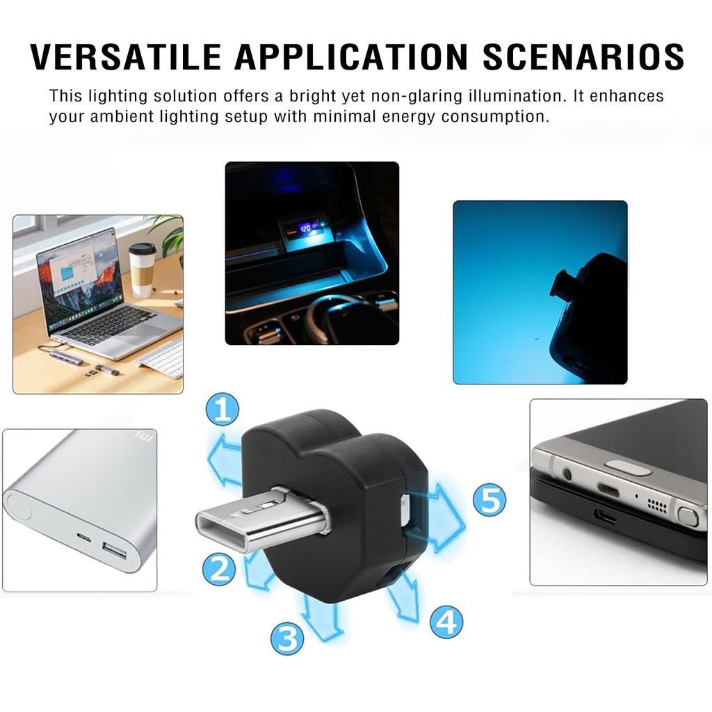 2x Auto USB Umgebungs Licht 8-Farben Farbverlauf Mini Bunte Led USB C Urlaub Party Laptop Atmosphäre Innenraum Auto Center Konsole