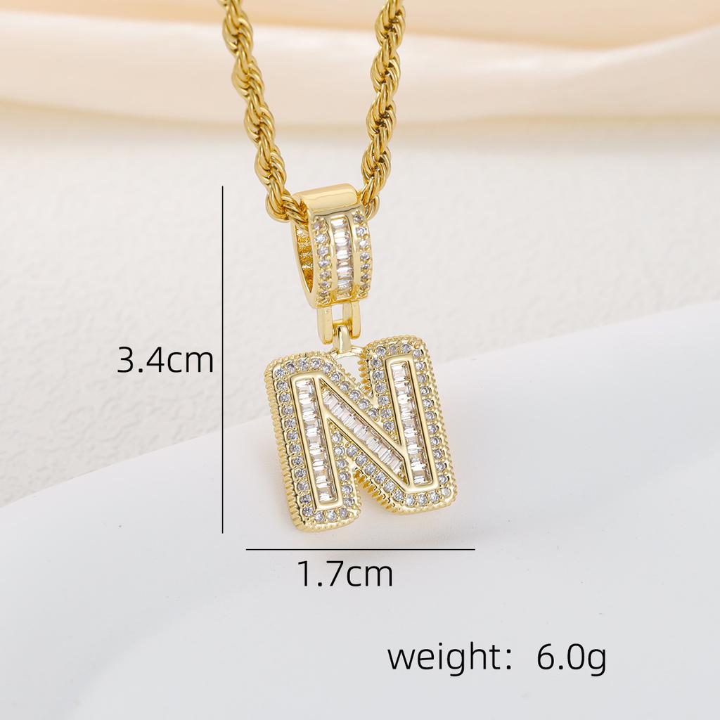 2025 New Initial Letter Necklace Women Men Cubic Zirconia Initial Pendant Necklace Rope Chain English A-Z Letter  Gift