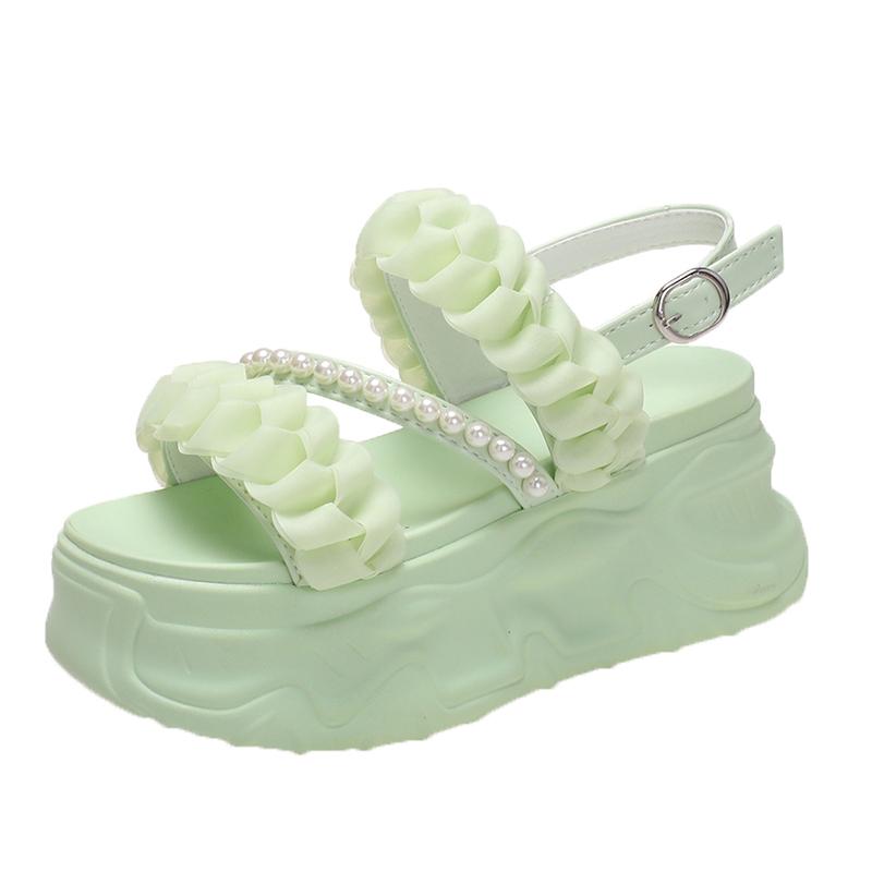 Mode Zomersandalen 8CM Sleehak Sneakers Vrouwen Candy Strand Slippers Hoog Platform Casual Sandalen Ademende Wandelslippers