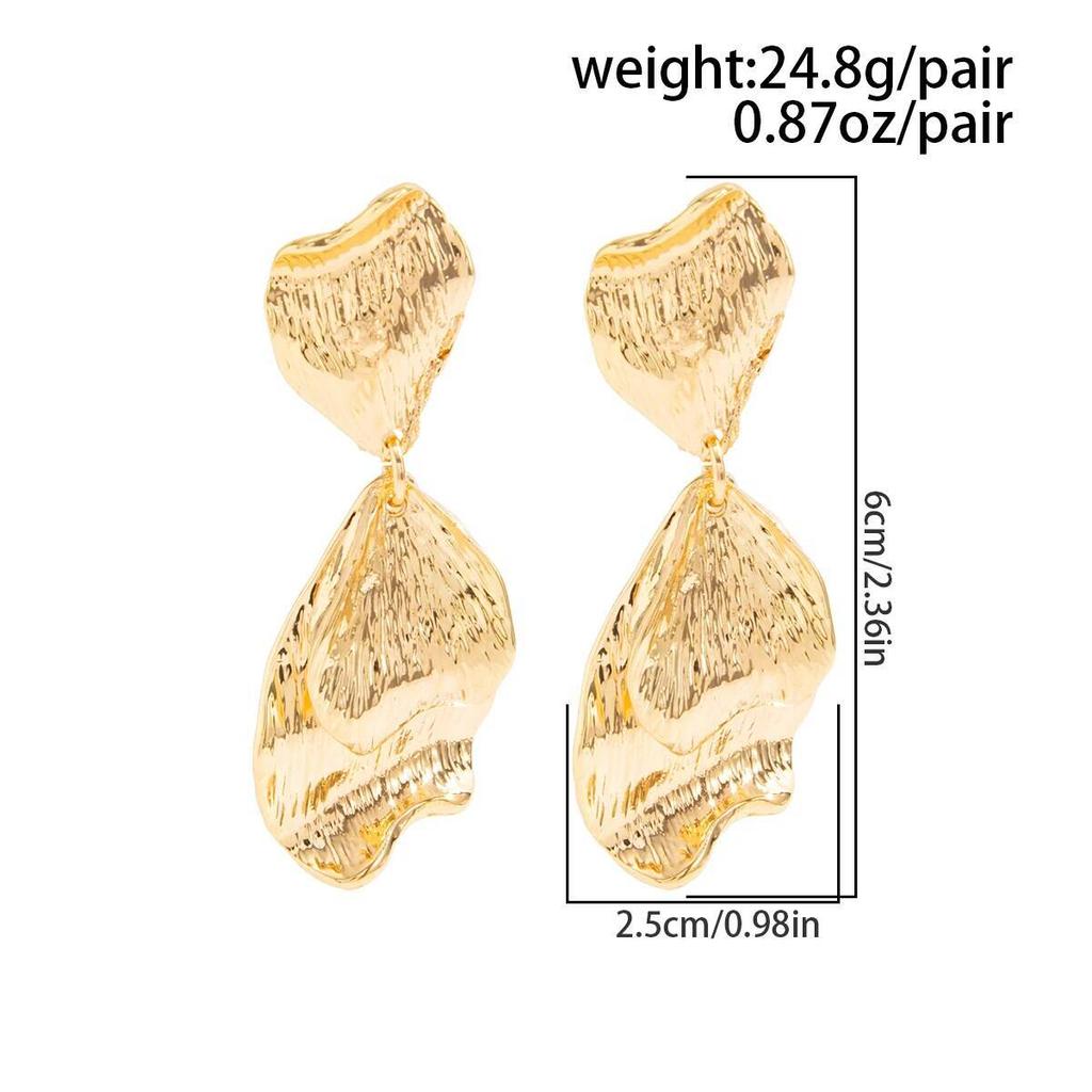 Ingemark Trendy Metal Petal Pendant Earrings for Women 2026 Vintage Personality Aesthetic New Year Jewelry Gift Ear Accessories