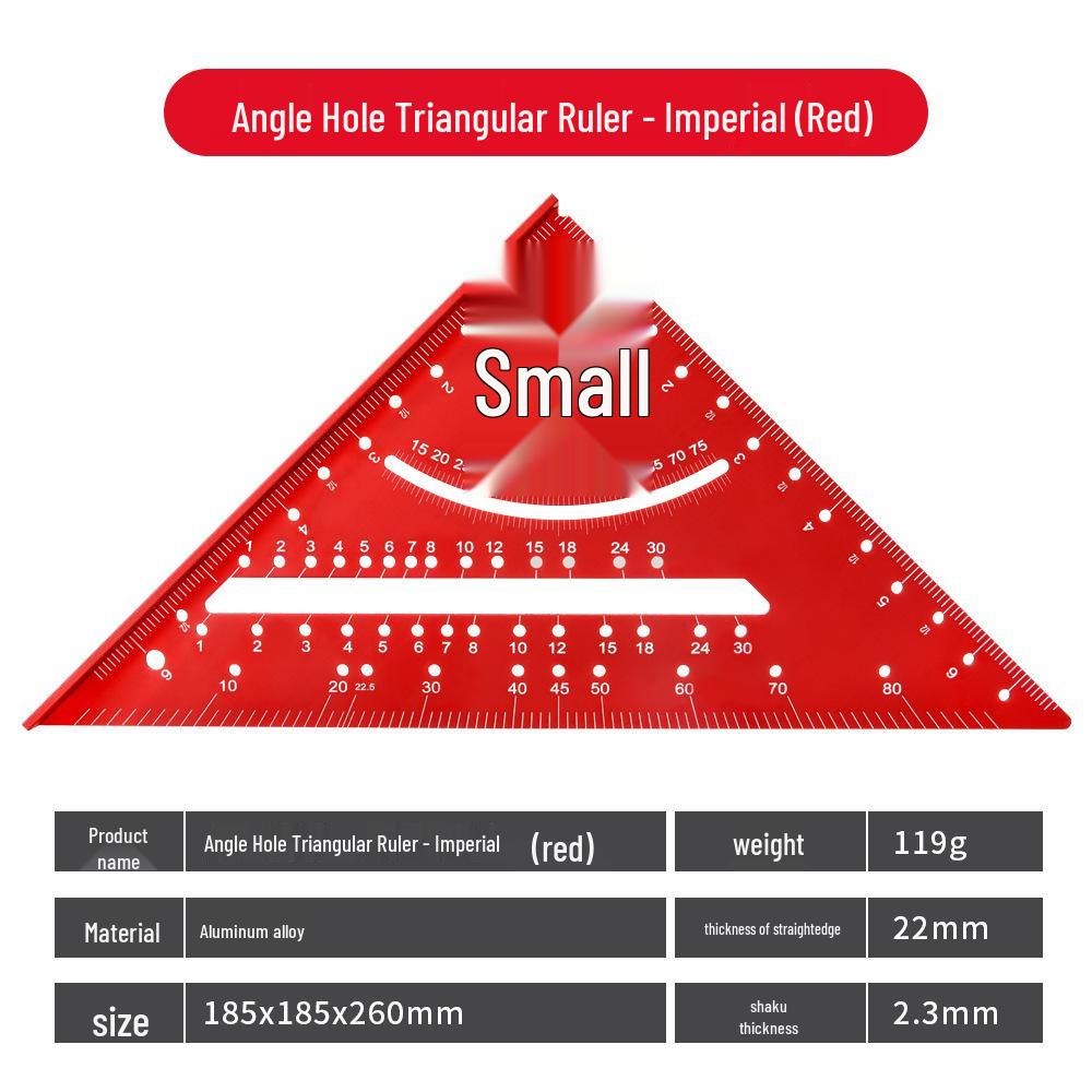 7" Aluminum Alloy Woodworking Try Square - 90° Metric/Imperial Right Angle Ruler