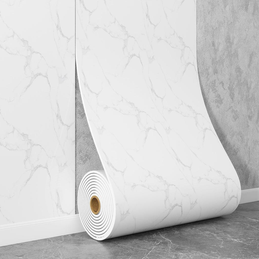 Self-Adhesive Waterproof Imitation Marble Tile Wall Sticker for Bathroom, Living Room, Kitchen, and TV Background.