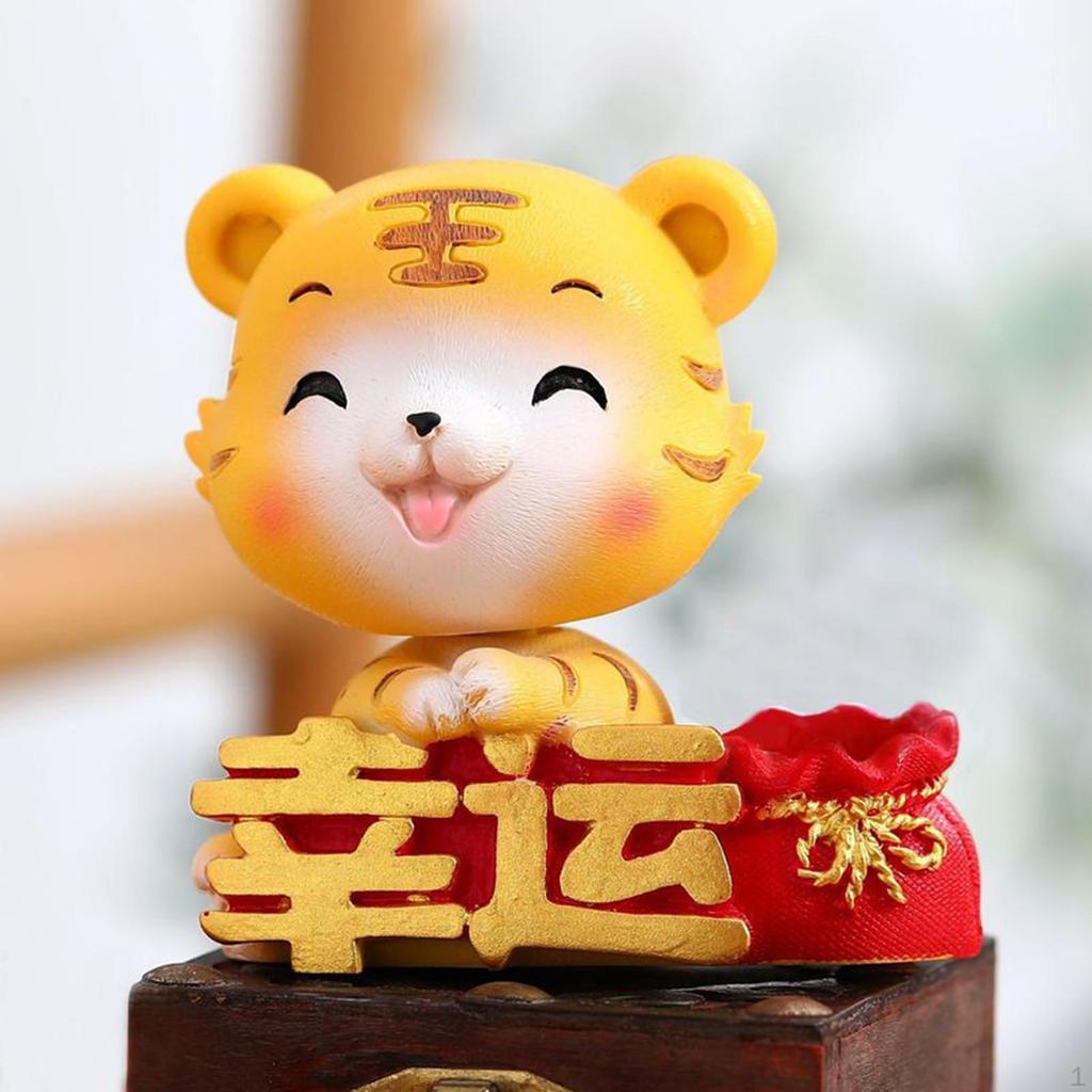 Adorable Small Tigers Figurine Resin Crafts Sculpture Statue Ornament Animal Figure Model for Car