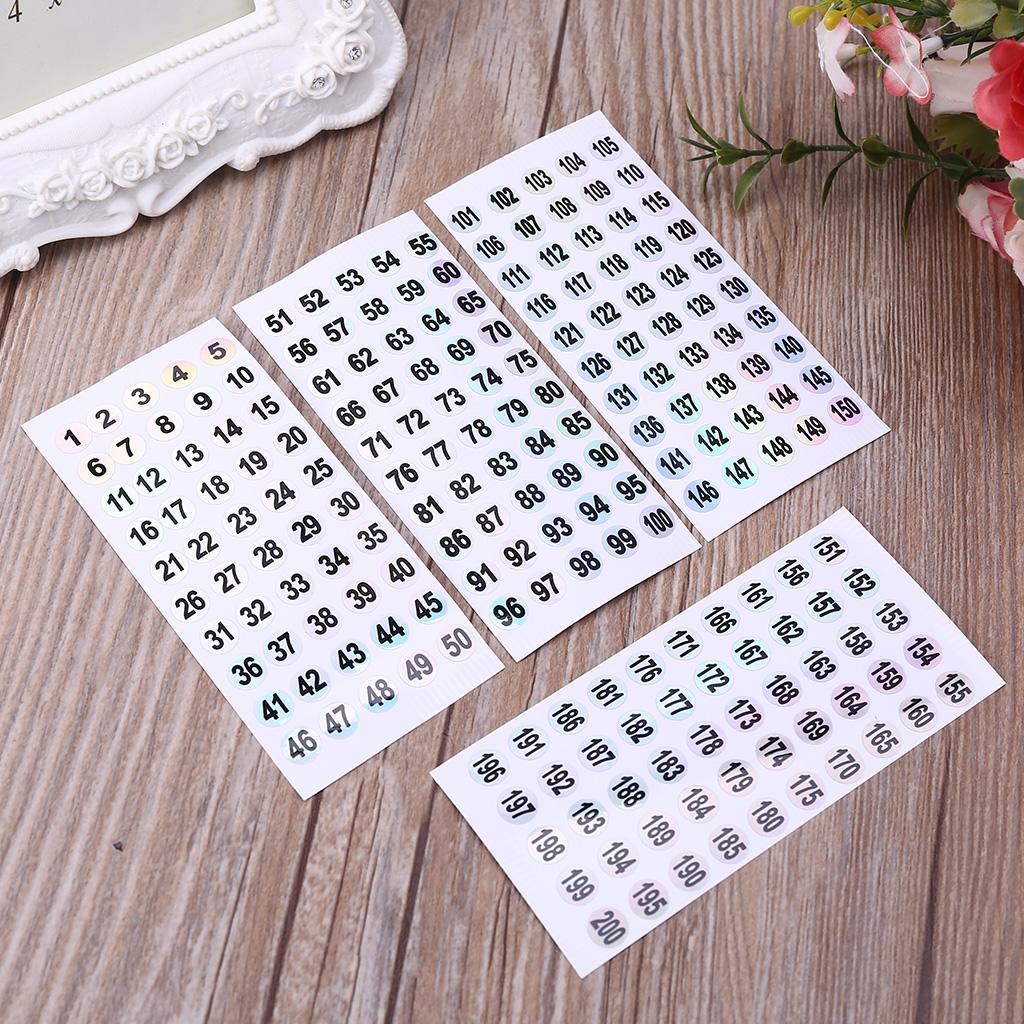 1 to 200 Number Stickers Self-Adhesive Round Number Labels Inventory Stickers Decal for Indoor Outdoor Storage Boxes