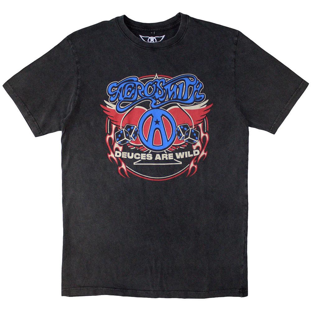 Men s Aerosmith Rainbow Spade Stone Wash T-shirt Small Charcoal Grey 3XL