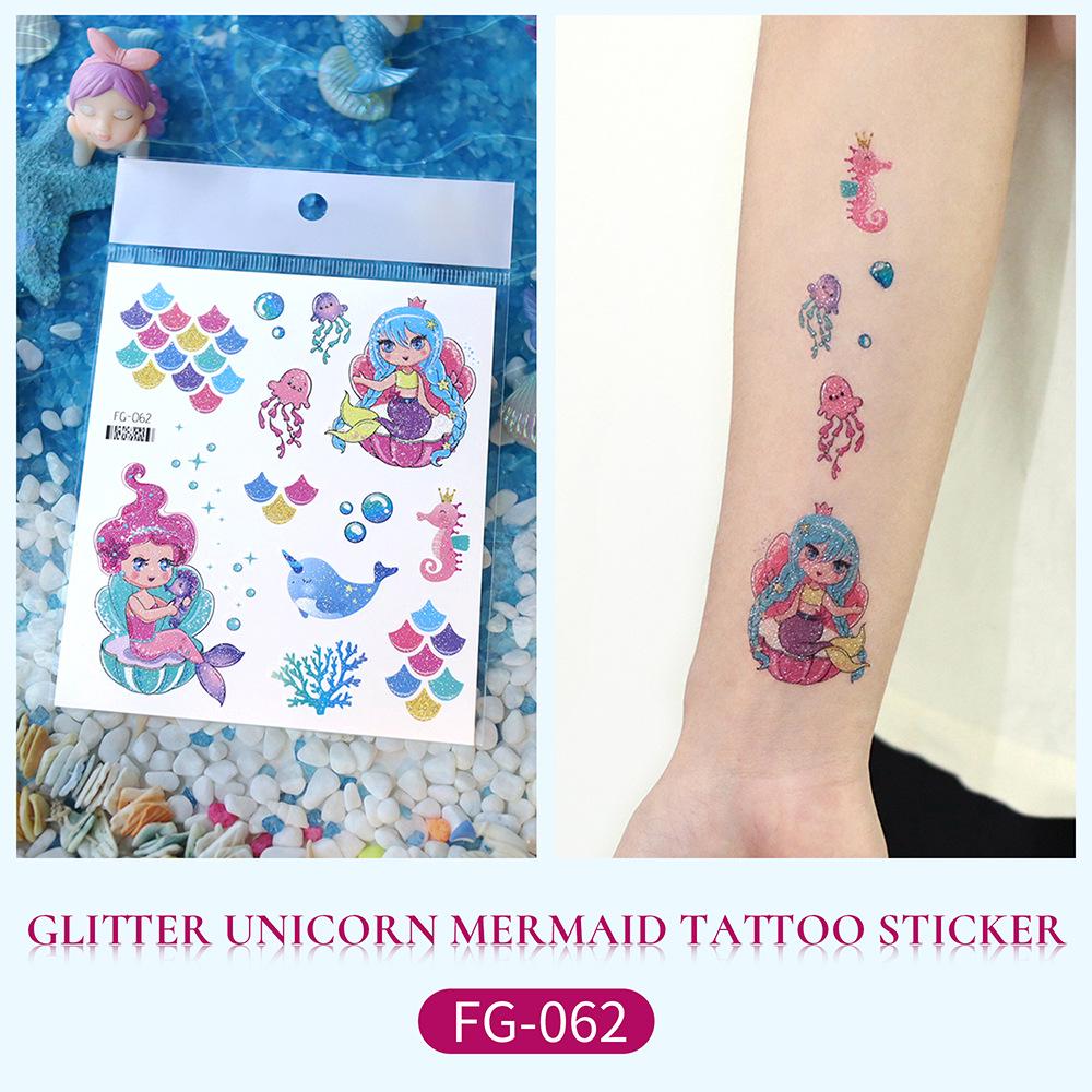 Children's Glitter Mermaid & Unicorn Waterproof Tattoo Stickers