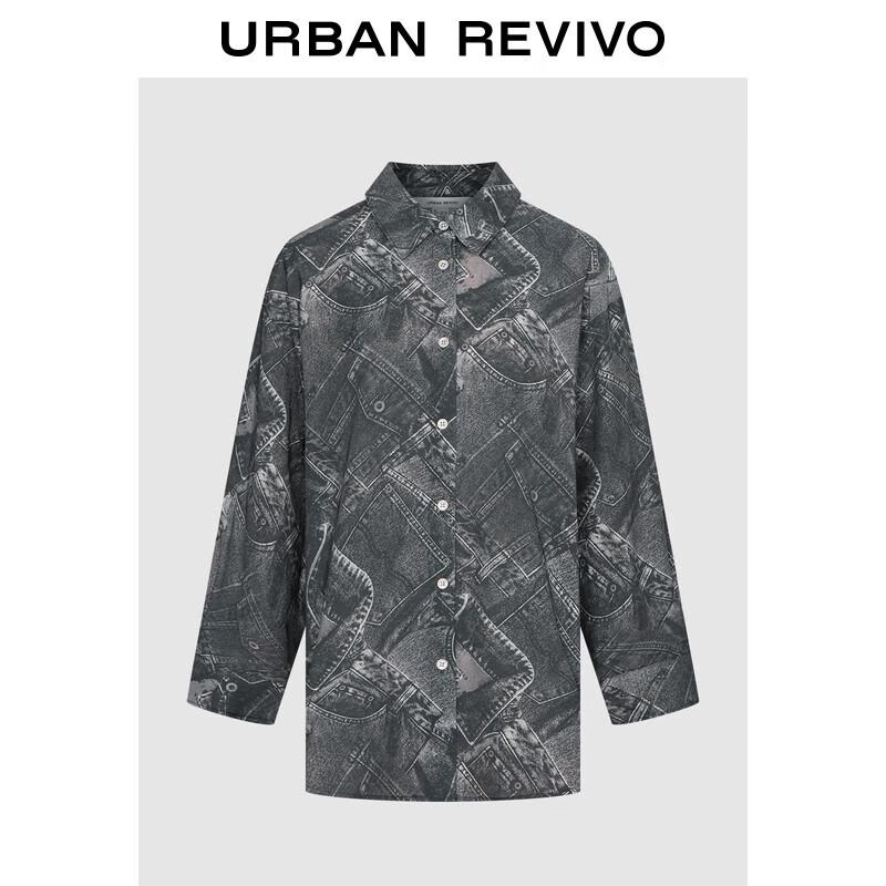 Women s 2025 Autumn Street Style Patterned Loose Long Sleeve Shirt XL