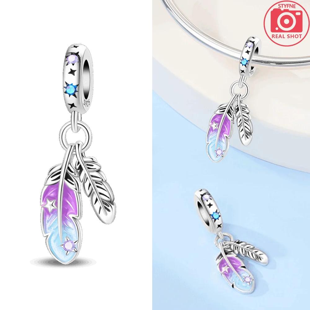 

Colored Feather Pendant Pink Balloon Musical Note Authentic copper Bead Compatible With Bracelets Women Jewellery Diy Anniversary Gift (as the picture-53338-)-