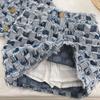 Completo Estivo in Denim per Bambina Nuovo Set Due Pezzi Gilet in Denim a Quadri + Gonna per Neonate