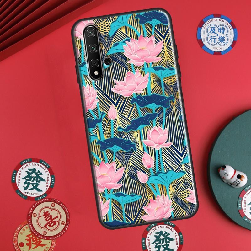 Lotus Flower For Huawei P30 P20 P40 Lite P60 Pro Nova 5T 12s 12i 11i Y90 Y70 Y60 Y61 Y91 Y72 9 10 SE Case