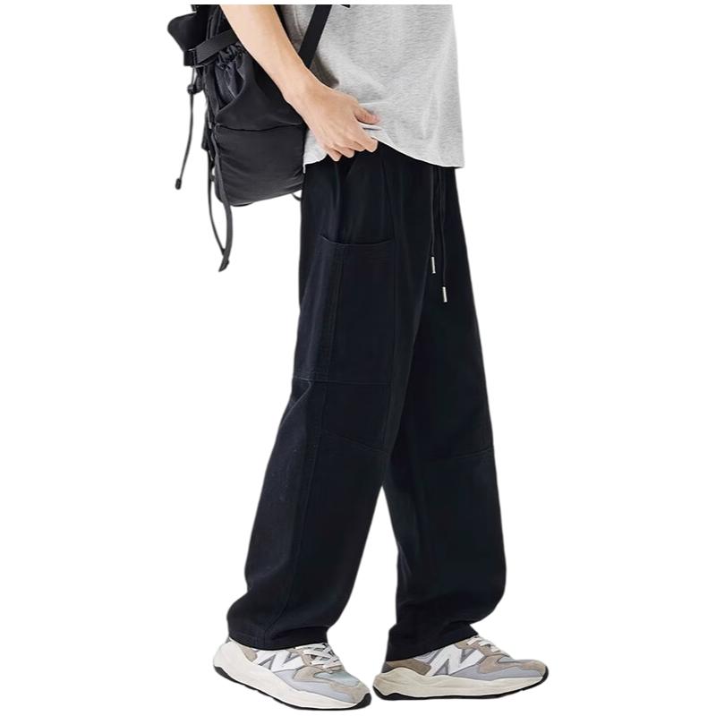 Wassup Sohot American-Style Cargo Pants for Men, Loose Straight-Leg Trendy Casual Wide-Leg Trousers