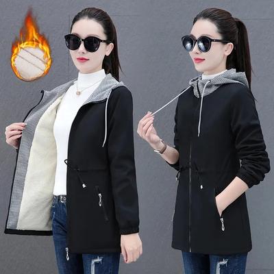 Autumn/Winter Women's Windbreaker Coat Korean Velvet Hooded Mid Length Cotton Padded Jacket Female Outerwear 5XL Coats