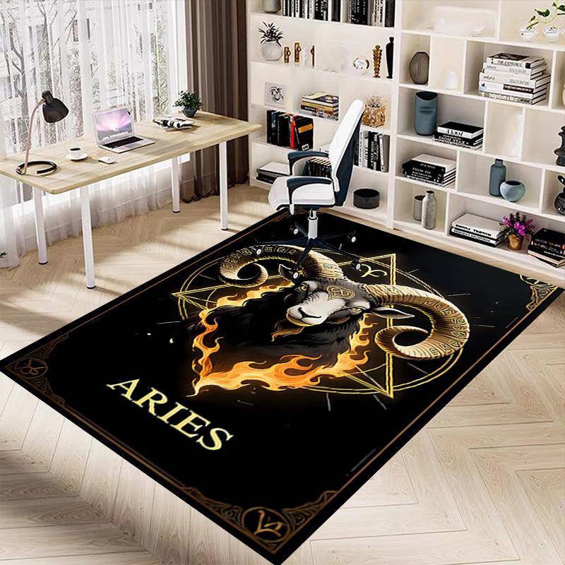 1PC Aries Goat Non-Slip Floor Carpet Compatible for Office&Living Room&Bedroom&Dining Room - Flat- Soft & Pattern, Vibrant Colors-W252