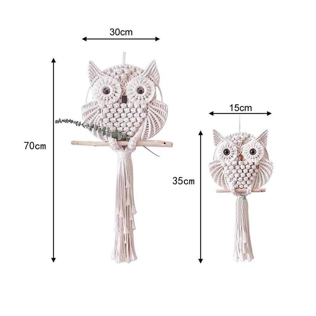 Macramé Sova Lapač snů Nástěnná závěsná tapiserie Bohémský Ručně tkaný lapač snů s třásněmi Domácí dekorace Svatba Ozdoba