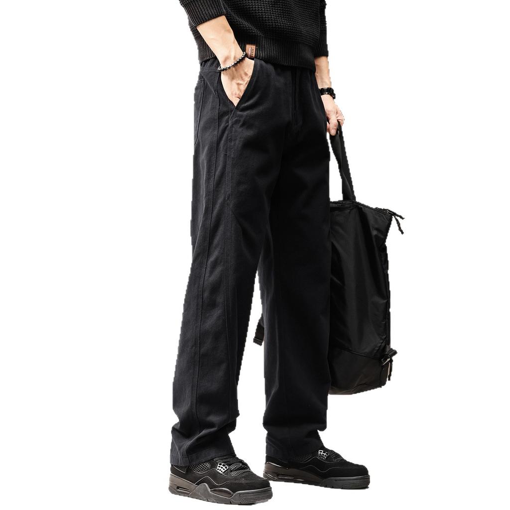 High-end Pure Cotton Tapered Casual Pants for Men, New Autumn Drape American Vintage Loose Loose Straight-leg Pants for Men