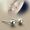 Unisex Pure 925 Silver 3mm / 4mm /5mm / 6mm Small Ball Anti-allergic Piercing Stud Earrings Fine Costume Jewelry Bijoux