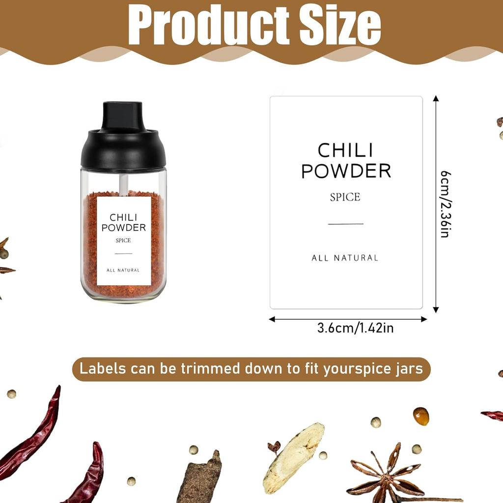 Grevosea 192 Spice Labels,Spice Jar Labels Spice Labels Stickers Preprinted Waterproof Label for Organizing Containers and Seasonings in The Kitchen