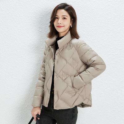 Feather New Women's 90 Down White Duck Down Down Rhombus Solid Color Simple Solid Color About Women's Down Jacket