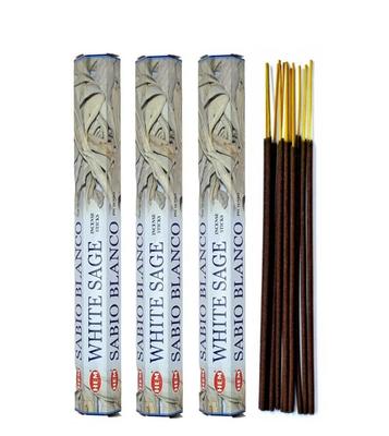 Weißer Salbei-Räucherstäbchen, 3 Schachteln mit je 20 Stäbchen