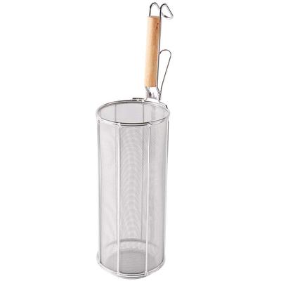 Commercial Pasta Pot 30cm Wooden Handle High Quality Stainless Steel Double Frame Structure Spaghetti Drainer Colander 18-8