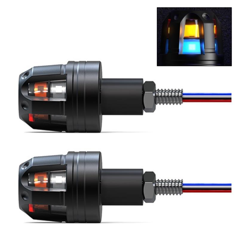 Motorcycle Scootor LED Handlebar End Turn Signal Corner Light DC12V Flasher Handle Grip Blinker Side Marker Hand Lamp 2x