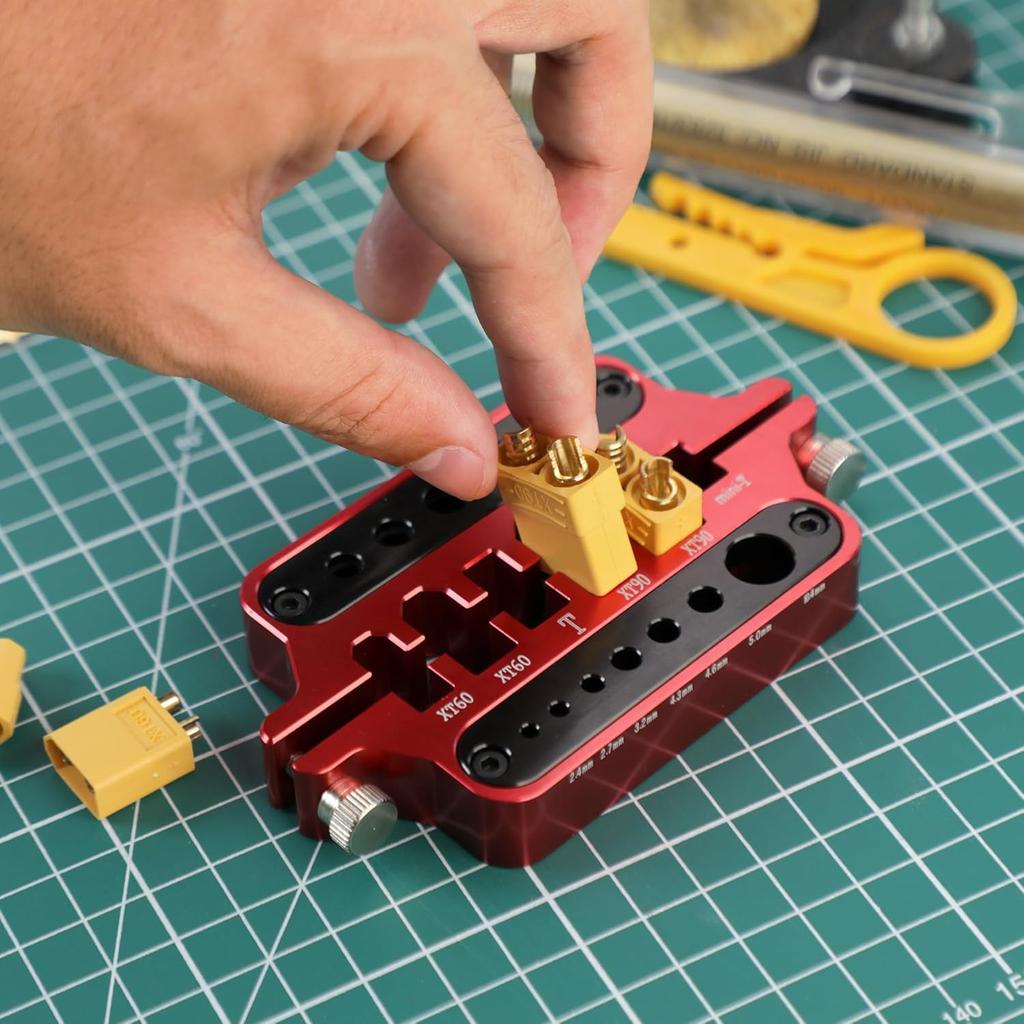 MADCATZ 1 Pcs of Aluminum Welding Soldering Insulate Station Jig RC Tools for XT60 XT90 Deans Banana Plug Connector, Red Color (1 Pack)