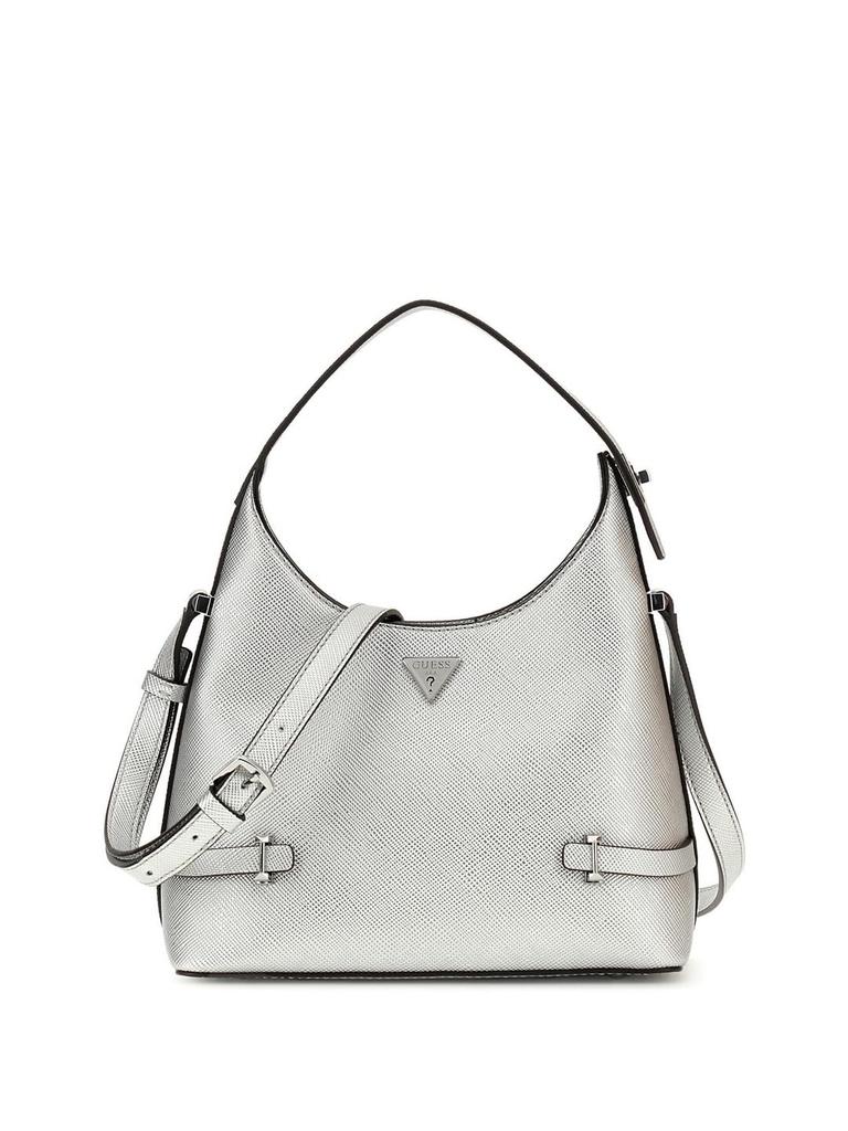 Guess Rosalba Small Hobo Crossbody Shoulder Silver Women's Bag,