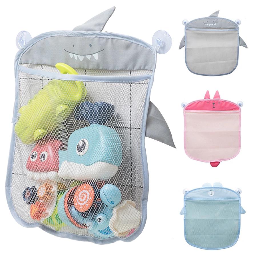Baby Shower Toy Bathroom Mesh Bag Sucker Design For Bath Toys Kids Basket Cartoon Animal Shapes Cloth Sand Toys Storage Net Bag