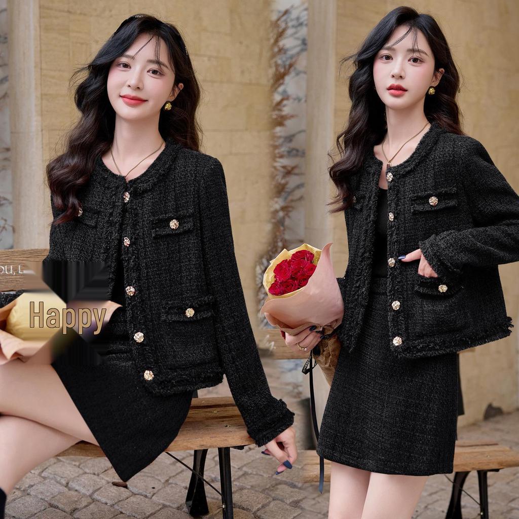 Autumn/Winter 2026 French Tweed Fringe Two-Piece Set with 35% Wool