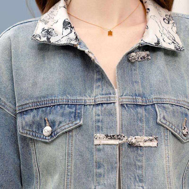 Women's New Chinese Style Spliced Denim Jacket