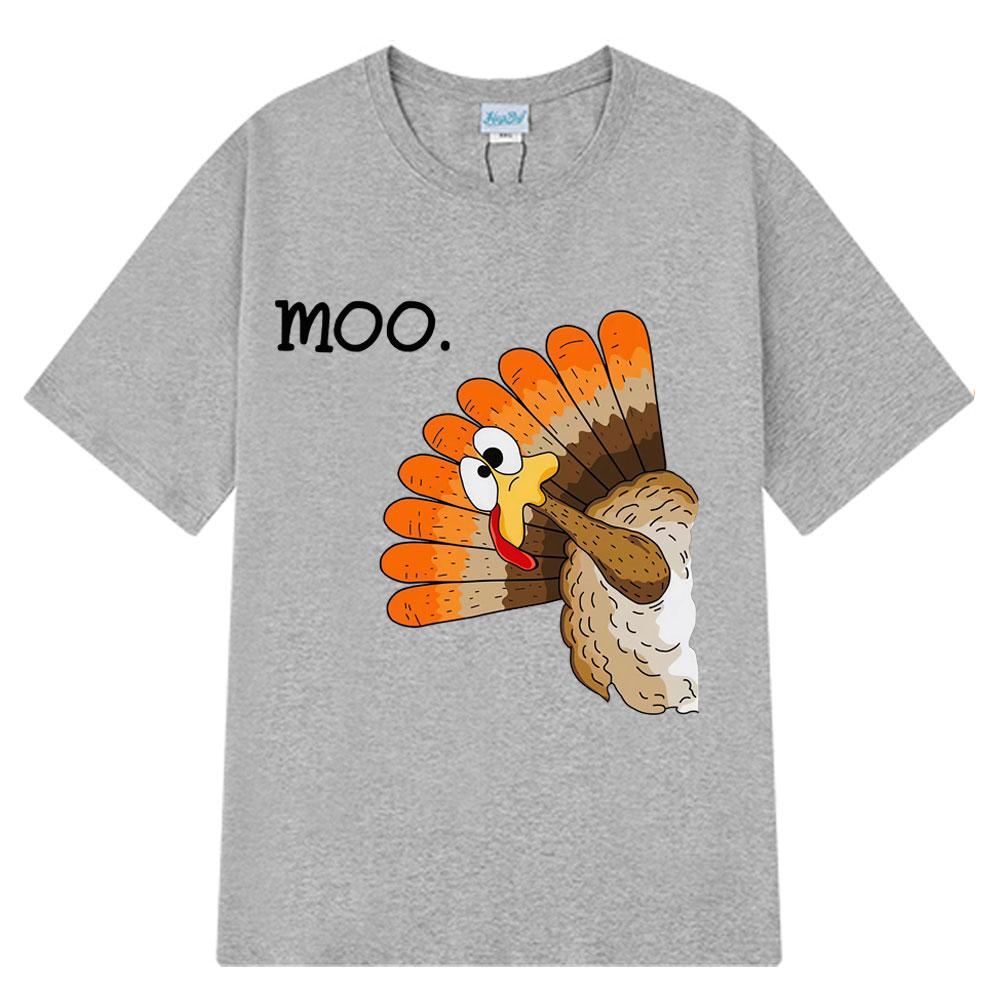 2025 Summer Funny Turkey Moo Funny Meme Tshirt Men Women Harajuku 100 Cotton Hiphop Oversized Streetwear Leisure Tshirts
