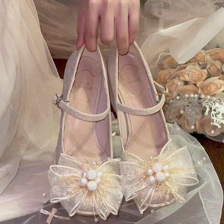 Fashion gentle evening breeze with skirt women's single shoes 2025 spring and summer new Mary Jane high heels women's thick heel