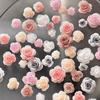 50Pcs Diy Nail Art Decor 3D Rosa Chinensis Flower Rose Flower Nail Drills Mixed Size Camellia Flower Nail Drill Manicure Design