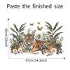 Majestic Jungle Tiger Butterfly Foliage Wall Sticker Self-Adhesive Removable for Bedroom Living Room Study Background Wall Decoration