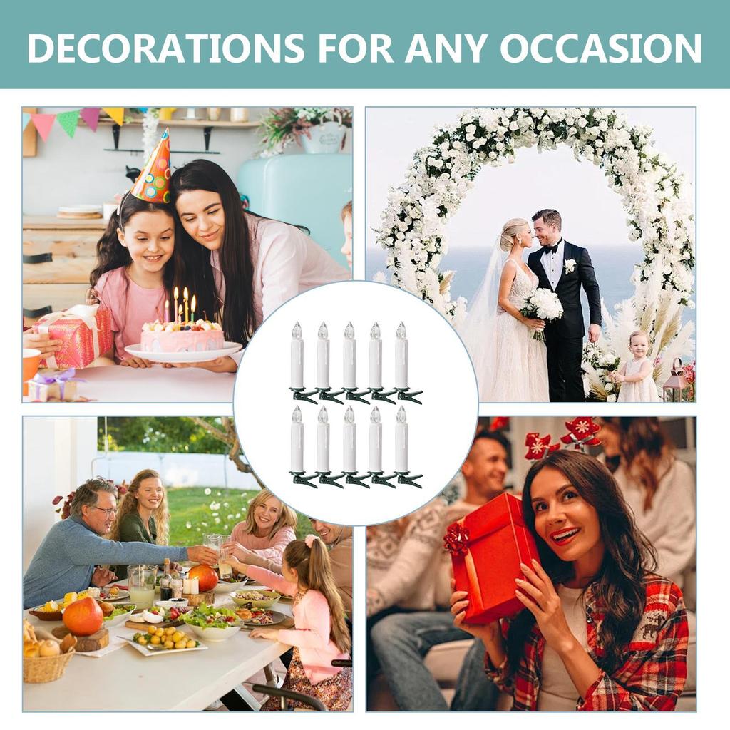 Flameless LED Taper Candles Christmas Tree Electric Candle Lights Mini Taper Clip-On Candles with Remote Timer for Holiday