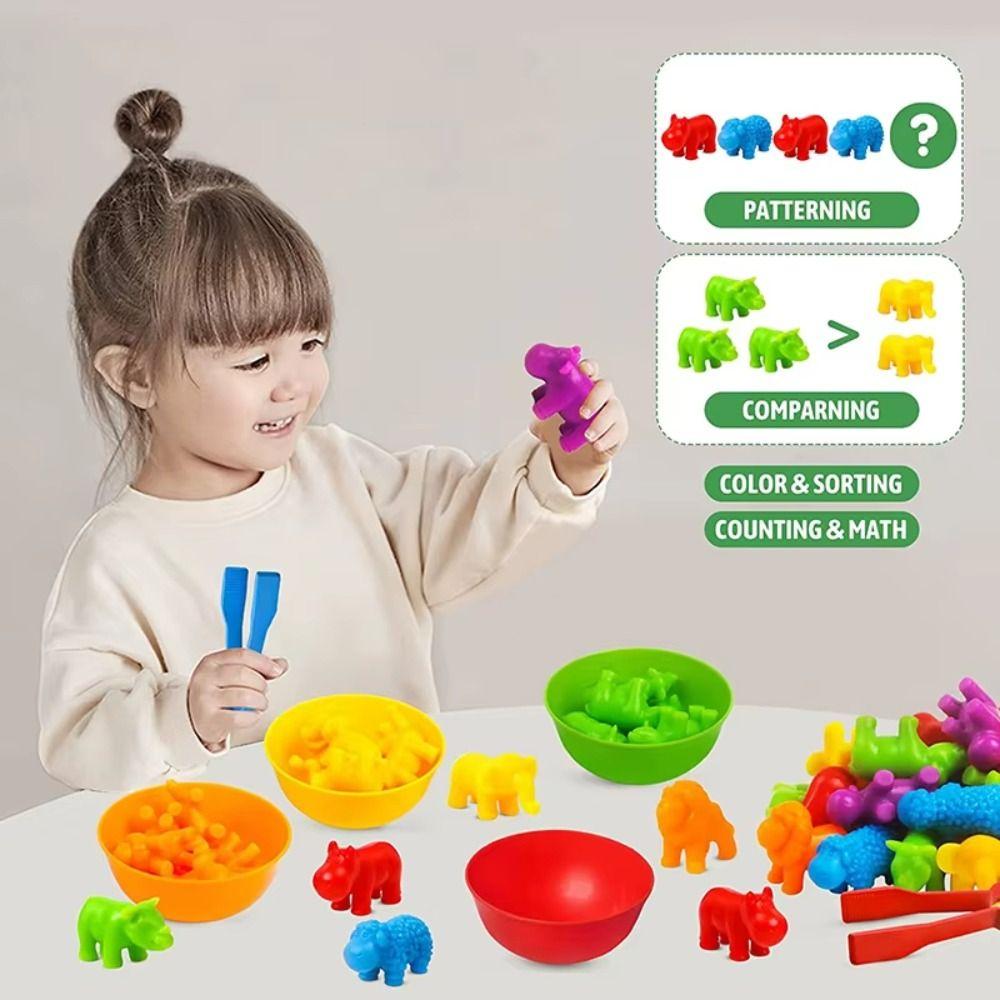 Plastic Sorting Game Animal Puzzle Toy Educational Color Sorting Bowl Toy  Children'S Gift
